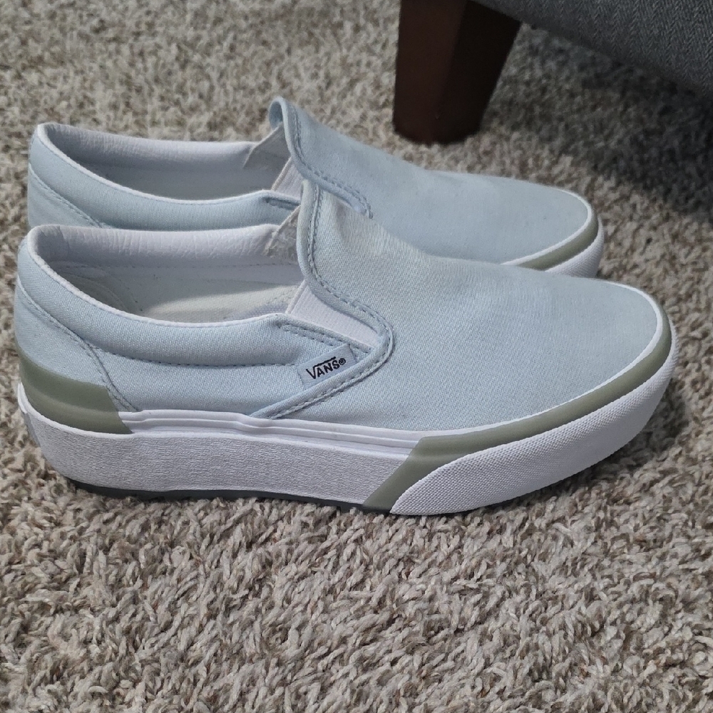 Vans Sky Blue Platform Slip-Ons